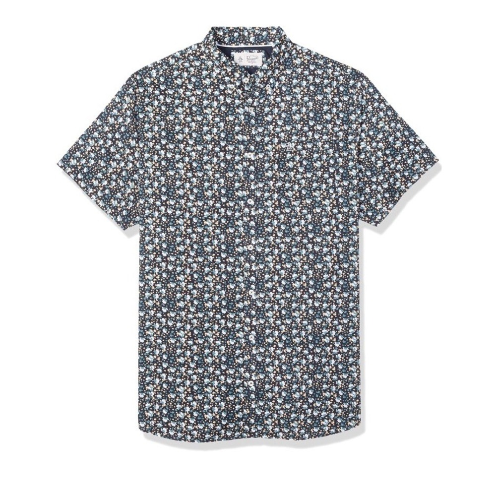 AN ORIGINAL PENGUIN BY MUNSINGWEAR MEN'S SMALL BUTTON-DOWN SHORT-SLEEVED SHIRT